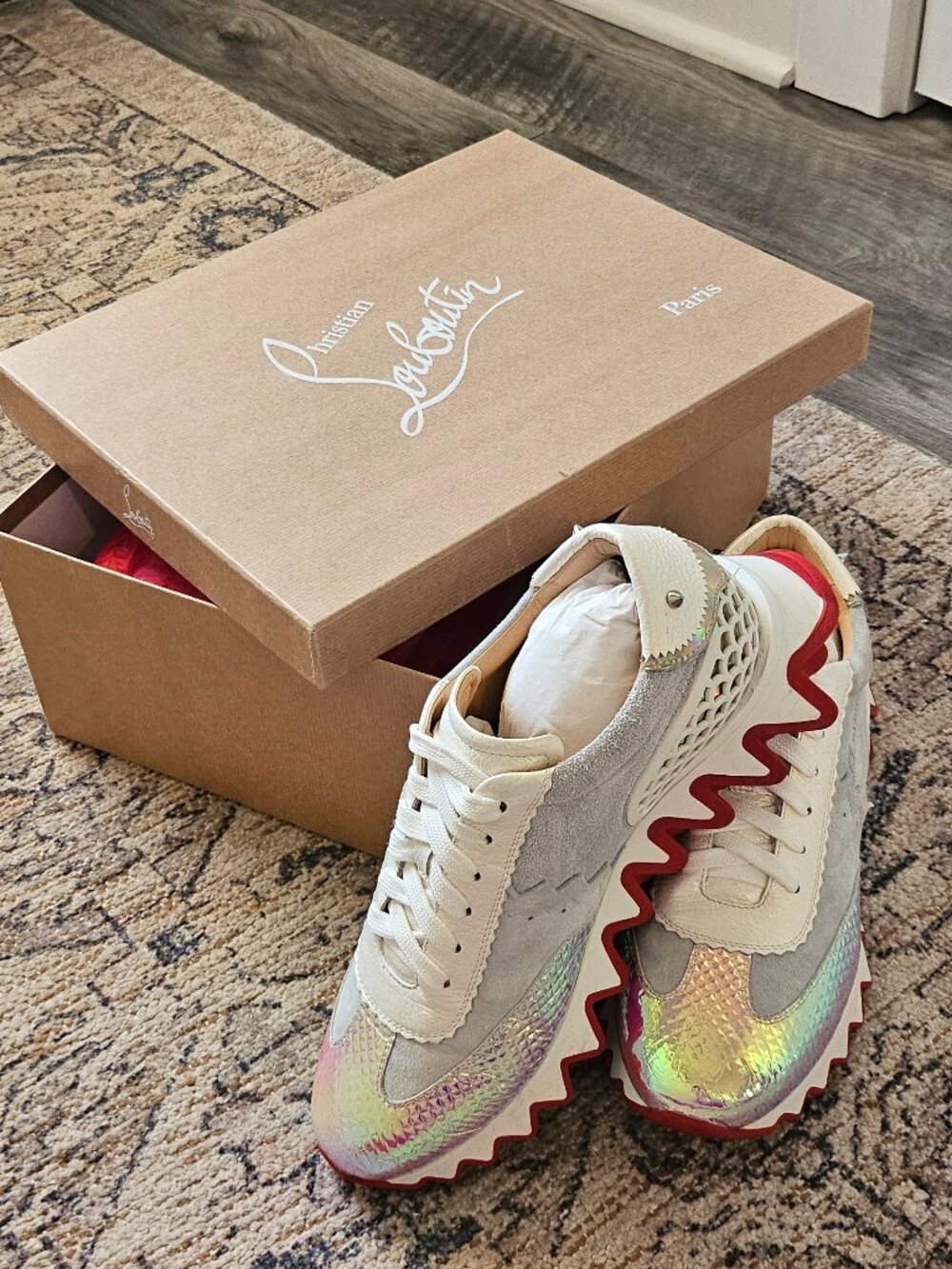 Christian Louboutin Loubishark Donna Flat Sneakers 39.5 Iridescent Multi NIB